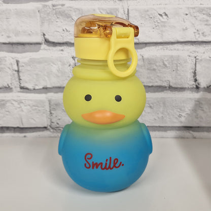 Cute Duck Water Bottle 19cm With Straw Yellow Blue - 760ml