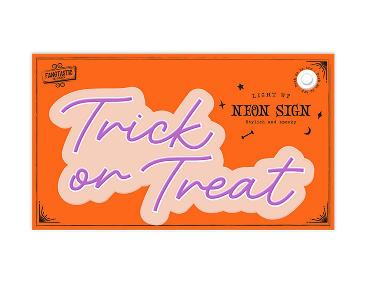 Halloween Light Up Neon Trick Or Treat Sign Purple