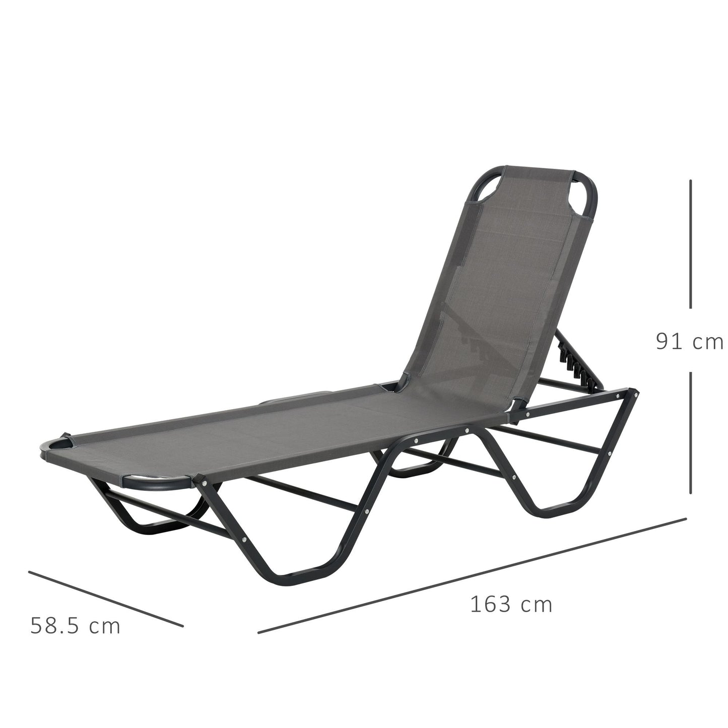 5-Position Sun Lounger Aluminium Grey by Aosom