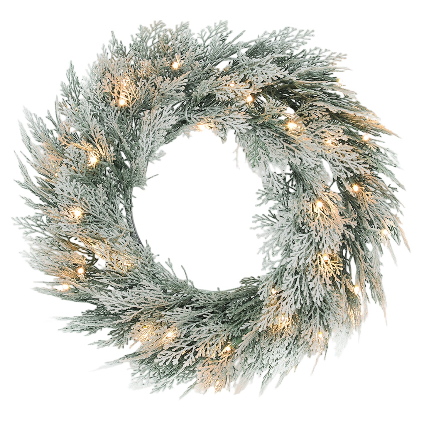 Wreath Christmas Decoration Green with Frosted Pattern - 60cm