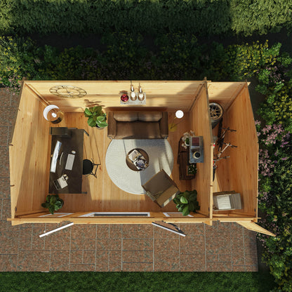 Mercia Studio 10' 3" x 16' 10" Apex Log Cabin - Premium 44mm Cladding Loglap - Grey UPVC