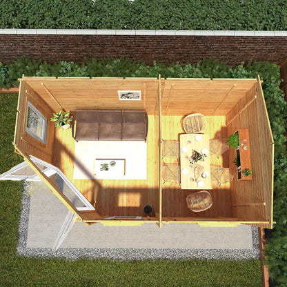 Mercia Corner 10' 4" x 16' 8" Hip Log Cabin - Premium 44mm Cladding Loglap - White UPVC