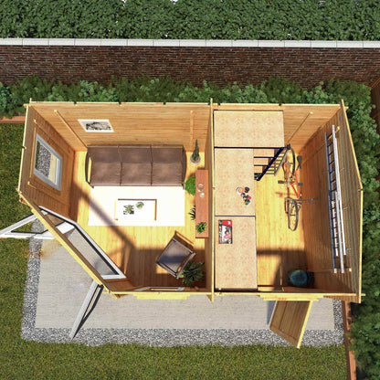 Mercia Corner 10' 4" x 16' 8" Hip Log Cabin Shed - Premium 44mm Cladding Loglap - Grey UPVC