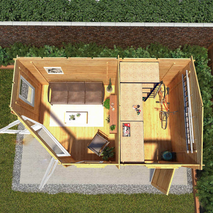 Mercia Corner 10' 4" x 16' 8" Hip Log Cabin Shed - Premium 44mm Cladding Loglap - White UPVC