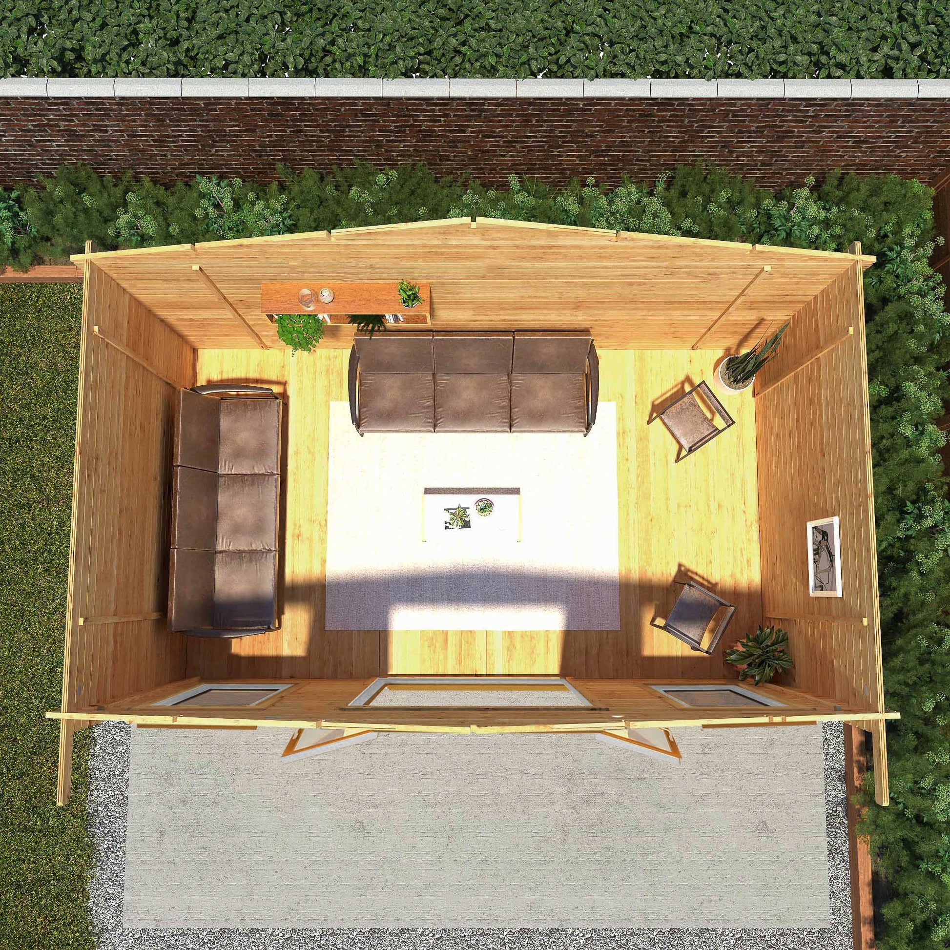 Mercia Retreat 11' 3" x 16' 10" Apex Log Cabin - Premium 44mm Cladding Loglap - Brown UPVC Primary Image