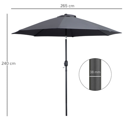 2.7M Patio Sun Umbrella Parasol Tilt Shade Shelter Canopy Aluminium Frame