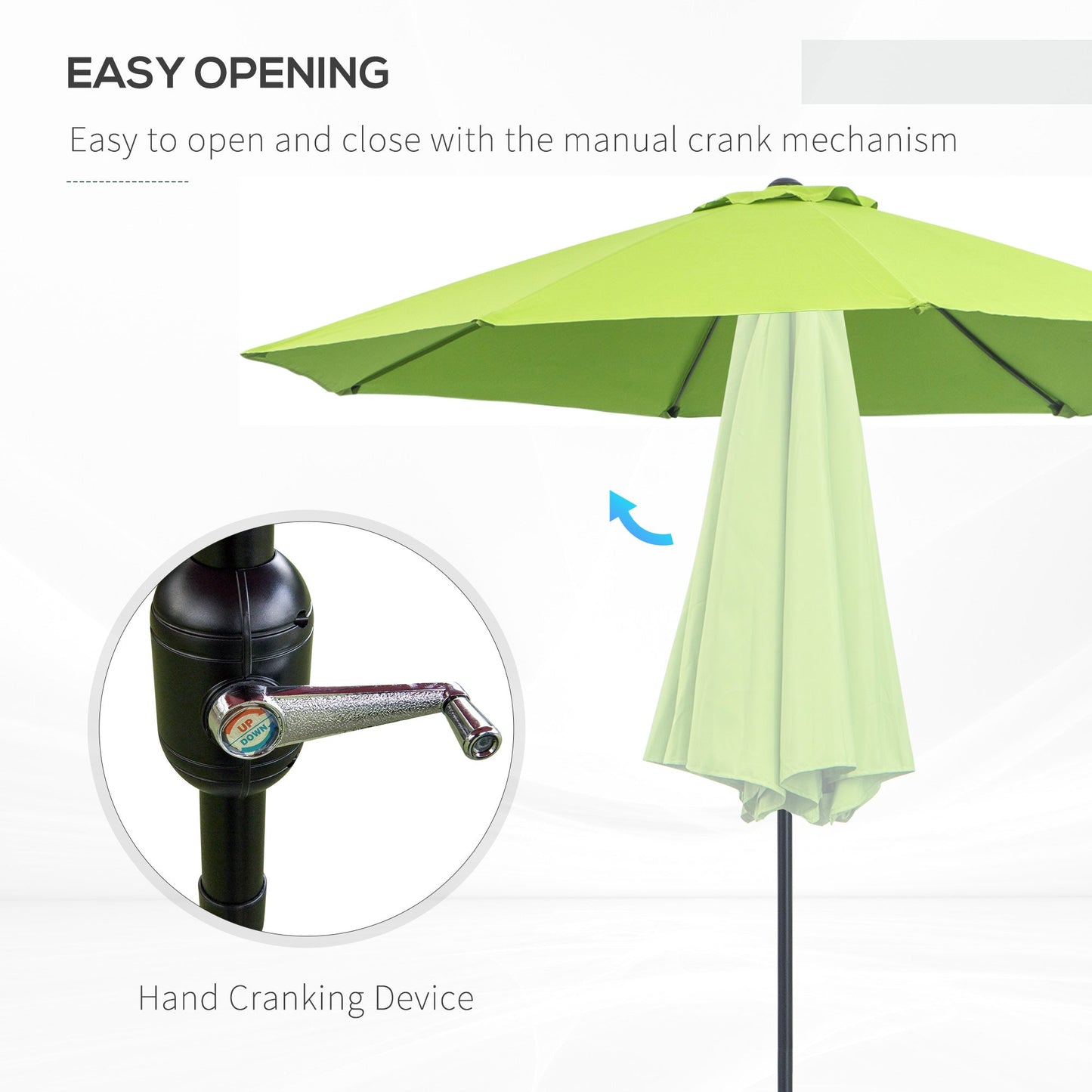 2.7M Patio Sun Umbrella Parasol Tilt Shade Shelter Canopy Aluminium Frame Light Green