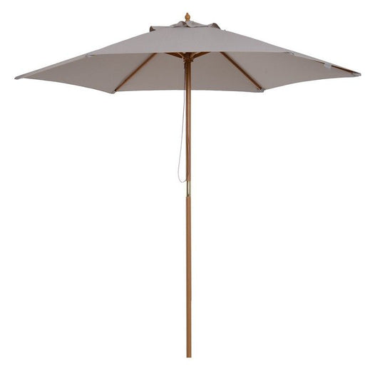 2.5M Wood Garden Parasol Sun Shade Patio Outdoor Wooden Umbrella Canopy Grey