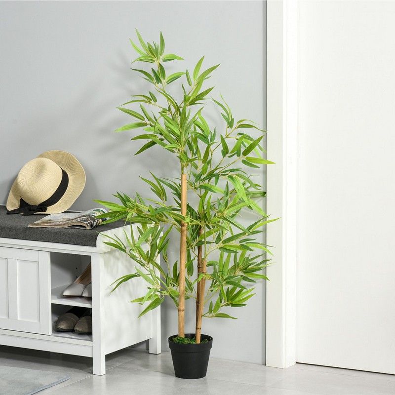 Set 2 Artificial Bamboo Trees Decorative Plant Nursery Pot Indoor Outdoor Dcor 120cm