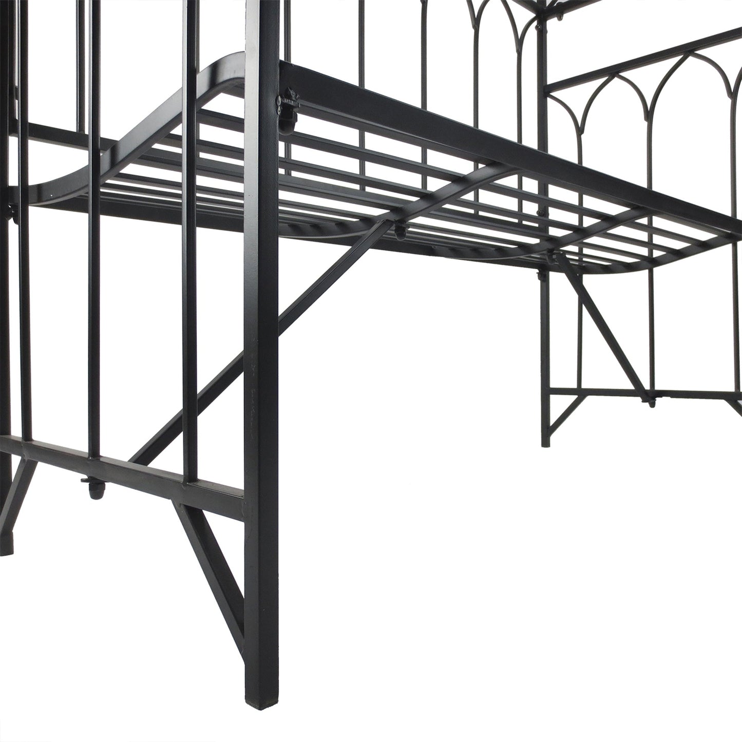 Garden Metal Frame Bench With arch For Various Climbing Plant 115Lx50Wx203H cm-Black