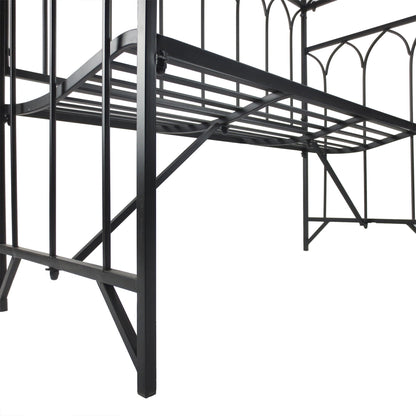 Garden Metal Frame Bench With arch For Various Climbing Plant 115Lx50Wx203H cm-Black