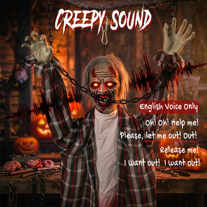 Animated Hanging Zombie Halloween Decoration - 110cm