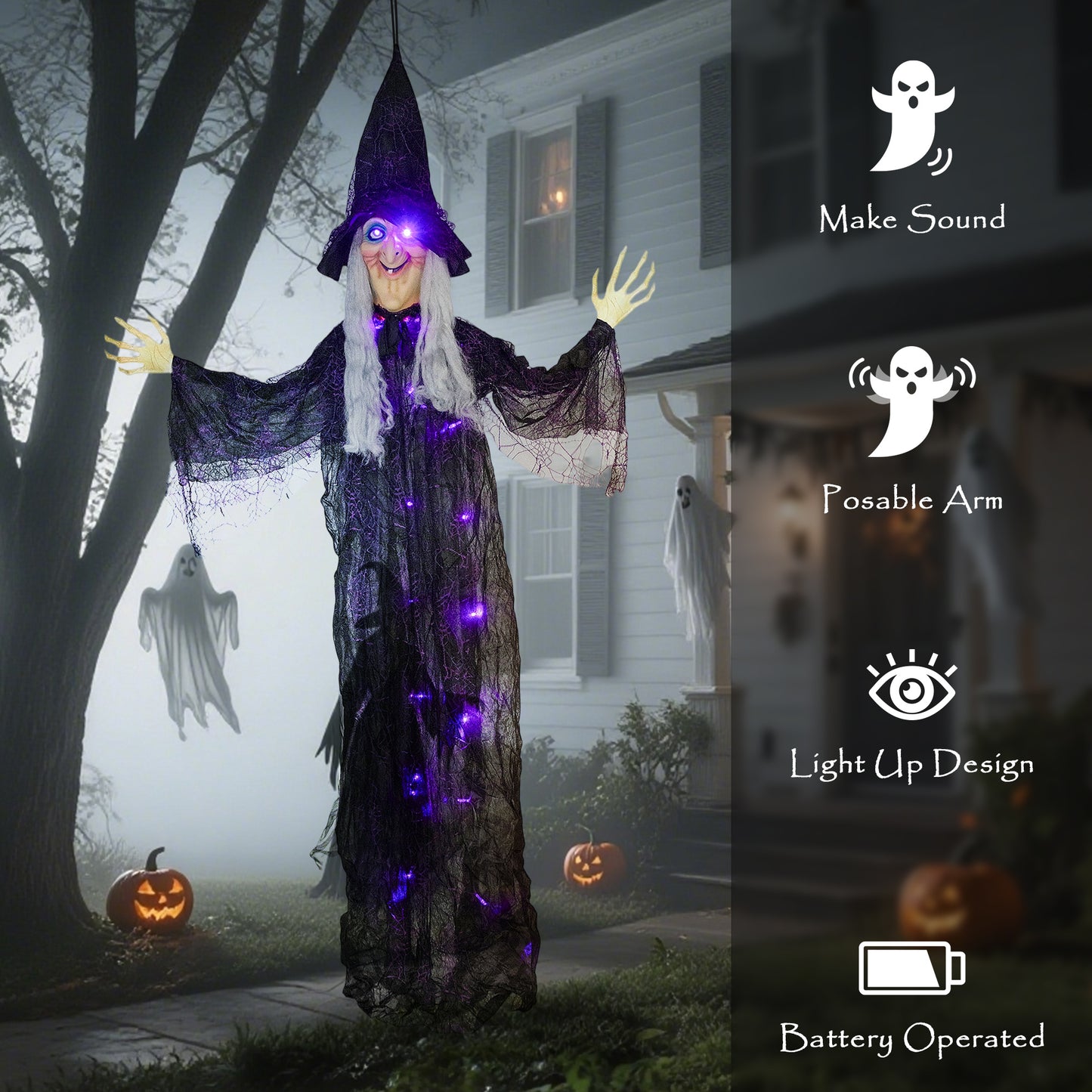 Animated Witch Halloween Decoration - 183cm