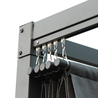 4 x 3M Metal Pergola Gazebo Patio Sun Shelter Grape Tent Retractable Canopy Grey