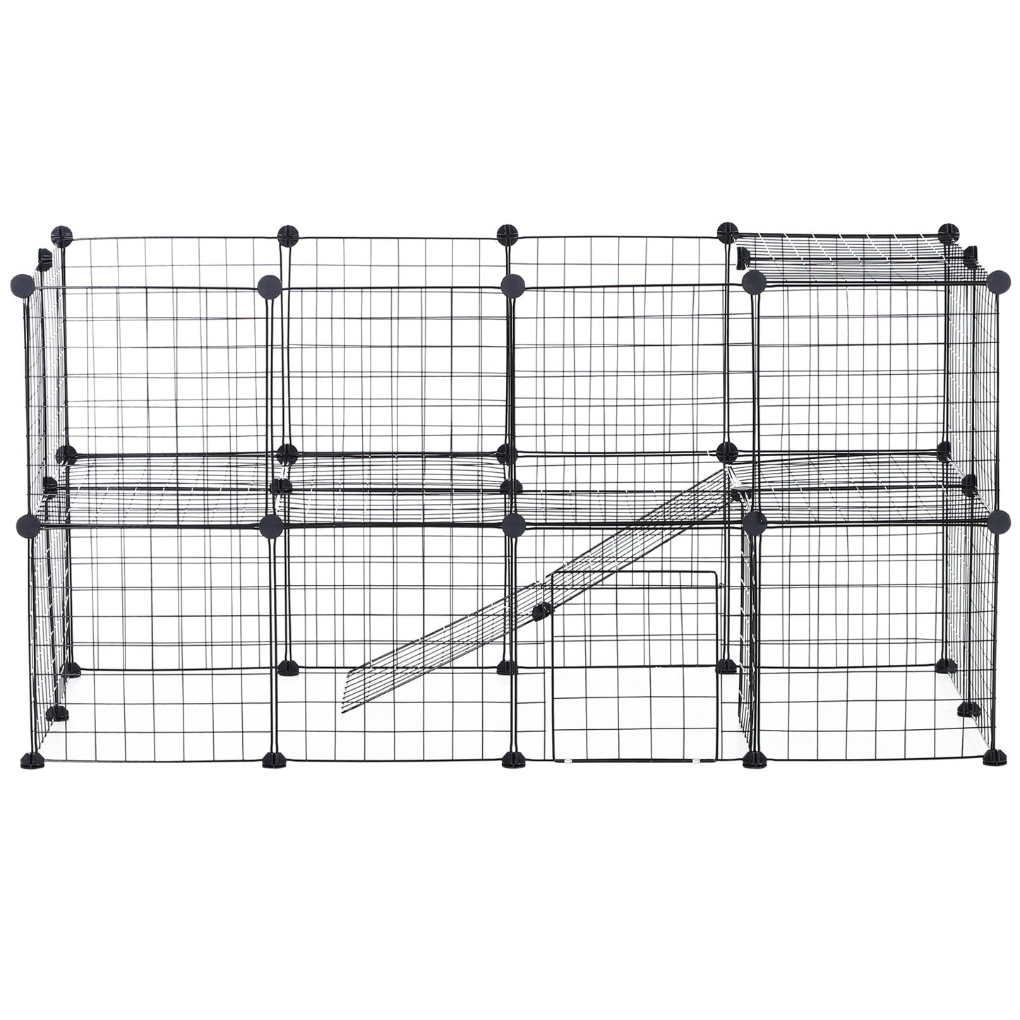 PawHut DIY Pet Playpen Metal Wire Fence Indoor Outdoor Guinea Pig Rabbit Small Animals Cage 36 Panel Enclosure Black