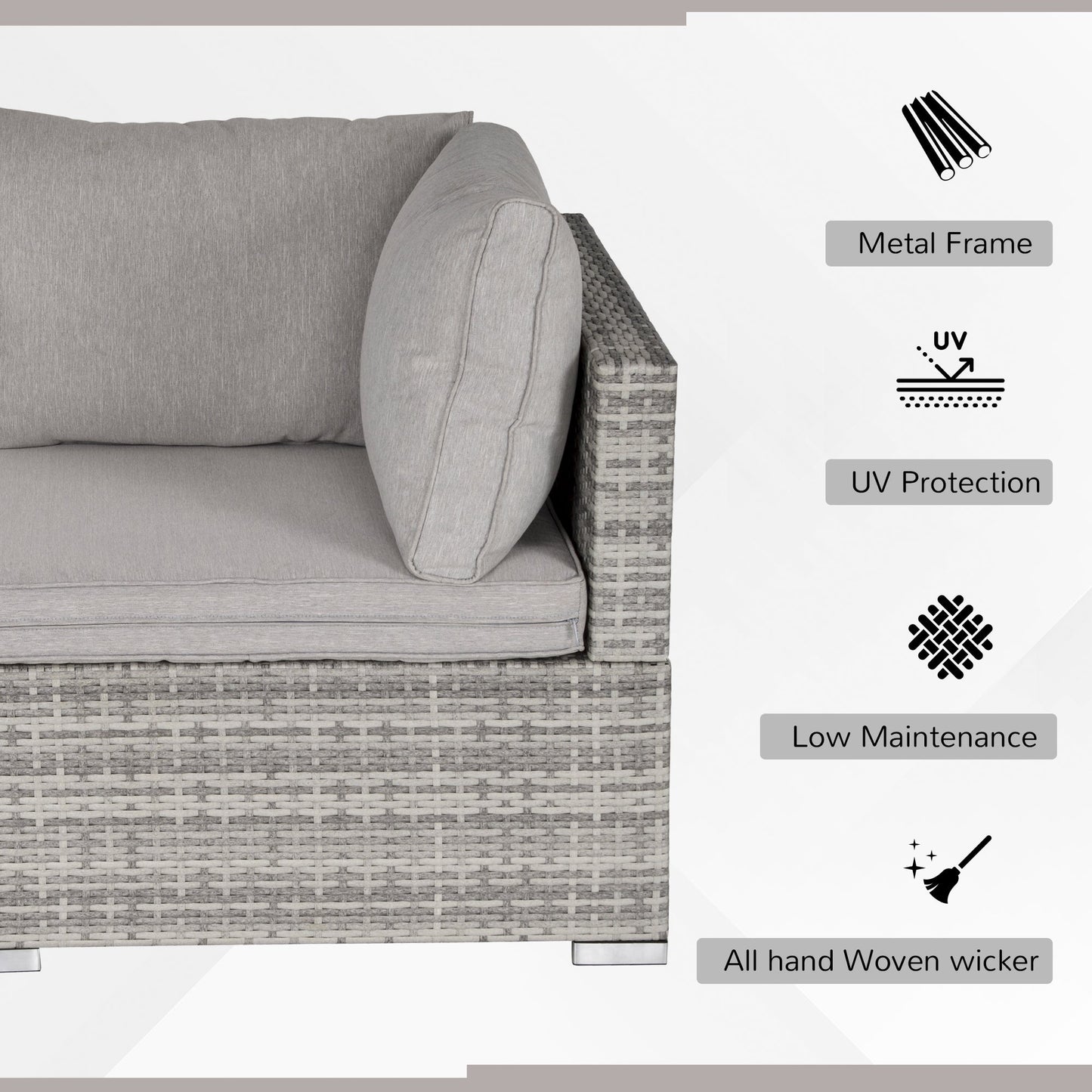 PE Rattan Wicker Corner Sofa Garden Furniture Single Sofa Chair w/ Cushions