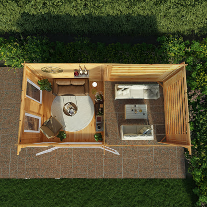 Mercia Studio 10' 11" x 19' 4" Pent Log Cabin Slatted - Premium 44mm Cladding Loglap - White UPVC