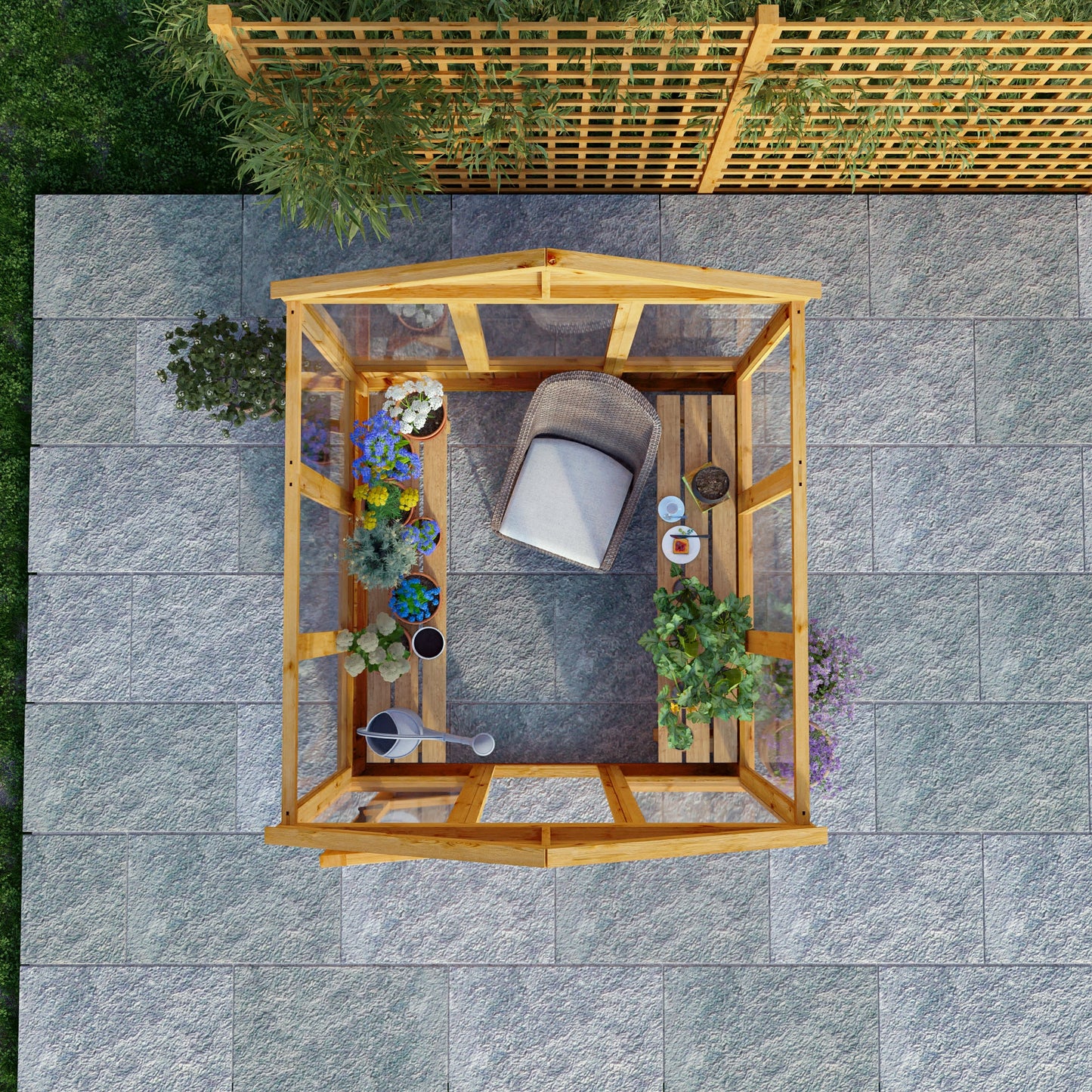 Mercia Woodsman 6' 3" x 6' 1" Apex Greenhouse - Premium Dip Treated Shiplap- Styrene Windows