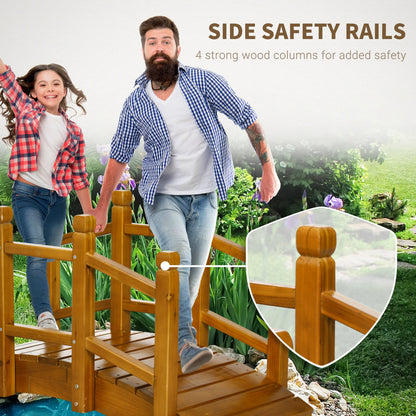 Outsunny Wooden Garden Bridge with Safety Railings
