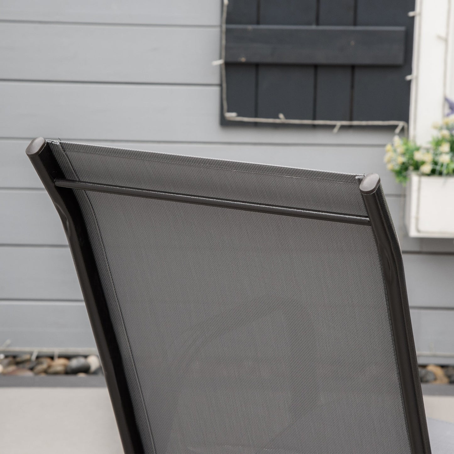 Outsunny Set of 4 Garden Dining Chair Set Stackable Outdoor Patio Furniture Set with Backrest and Armrest