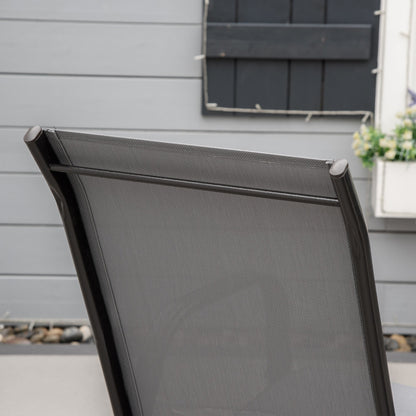 Outsunny Set of 4 Garden Dining Chair Set Stackable Outdoor Patio Furniture Set with Backrest and Armrest