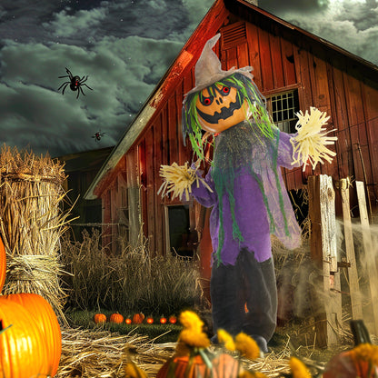 Animated Pumpkin Scarecrow Halloween Decoration - 114cm
