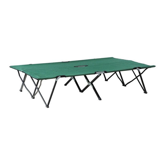 Outsunny Double Camping Bed Camping Cot Foldable Sunbed Outdoor Patio Sleeping Bed Super Light With Carry Bag (Green) Primary Image