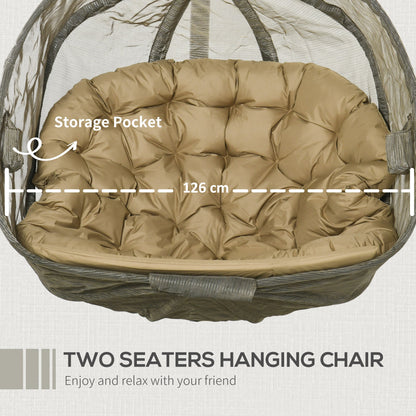 Double Hanging Egg Chair 2 Seaters Texteline Swing Hammock Chair with Stand