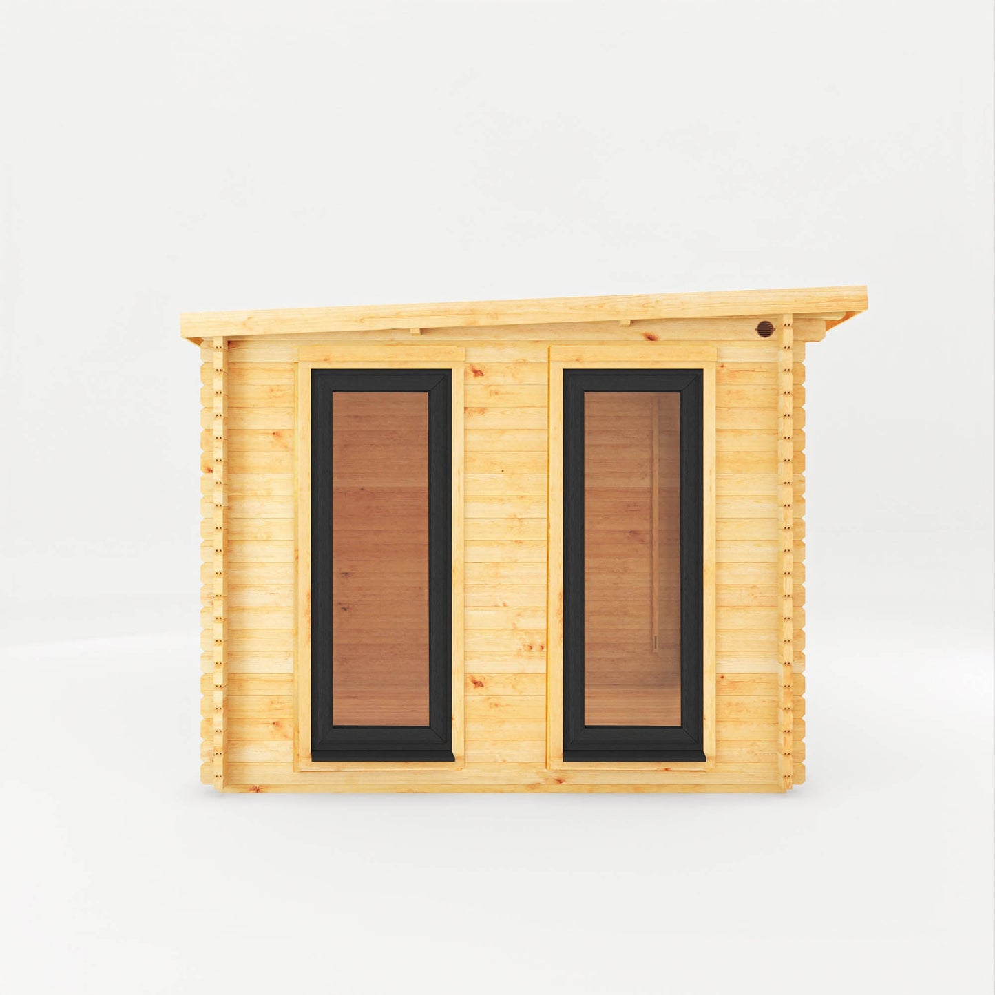 Mercia Studio 10' 11" x 22' 8" Pent Log Cabin - Premium 44mm Cladding Loglap - Grey UPVC