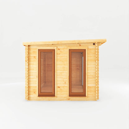 Mercia Studio 10' 11" x 22' 8" Pent Log Cabin - Premium 44mm Cladding Loglap - Brown UPVC