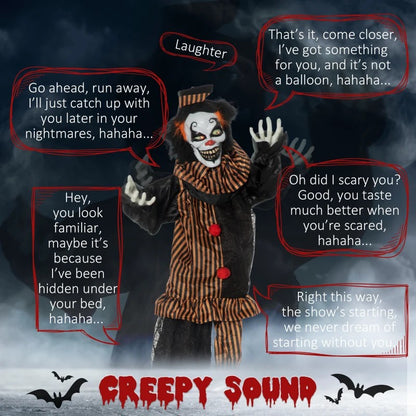67 Inch Life Size Outdoor Halloween Decorations Talking Circus Clown