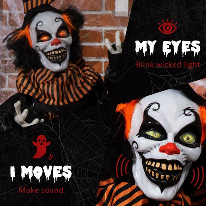 67 Inch Life Size Outdoor Halloween Decorations Talking Circus Clown