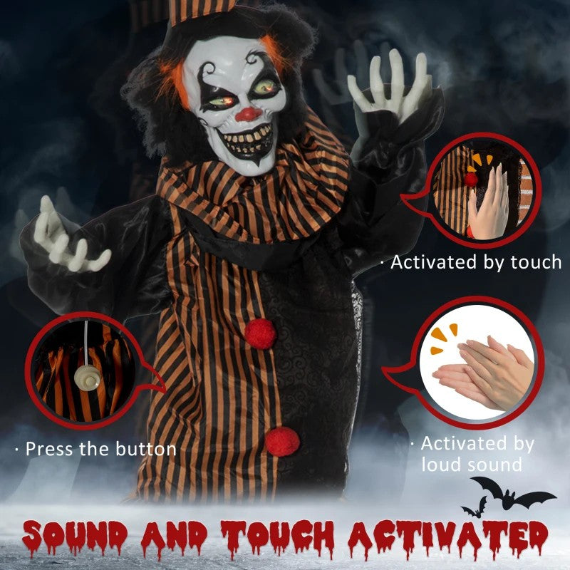 67 Inch Life Size Outdoor Halloween Decorations Talking Circus Clown