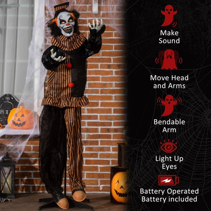 67 Inch Life Size Outdoor Halloween Decorations Talking Circus Clown