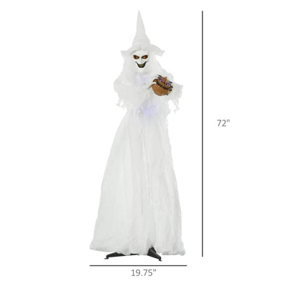 72 Inch Halloween Decorations White Witch Holding Pumpkin Head