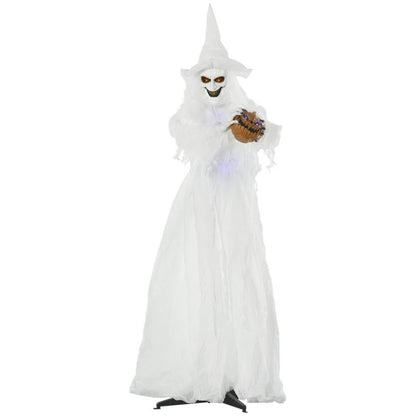72 Inch Halloween Decorations White Witch Holding Pumpkin Head