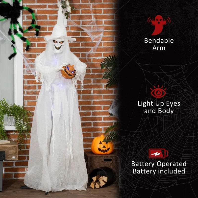 72 Inch Halloween Decorations White Witch Holding Pumpkin Head