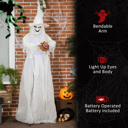 72 Inch Halloween Decorations White Witch Holding Pumpkin Head