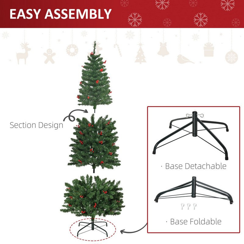 6FT Prelit Artificial Pencil Christmas Tree with Warm White LED Light