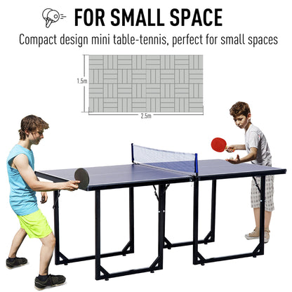 Homcom 6ft 182cm Mini Table Tennis Table Folding Ping Pong Table with Net Multi-Use Table for Indoor Outdoor Game