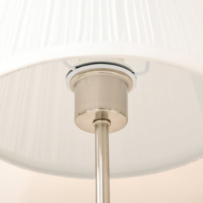 Modern Table Lamp with Pleated Fabric Lampshade and Metal Base