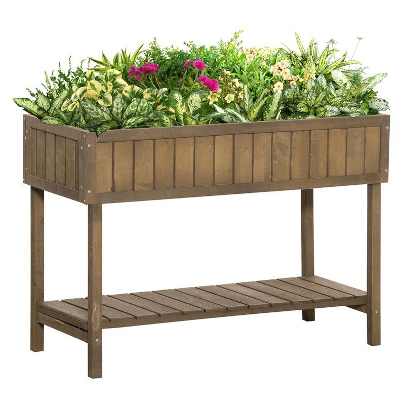 Wooden Herb Planter Raised Bed Container Garden Plant Stand Bed 8 Boxes X 46W X cm