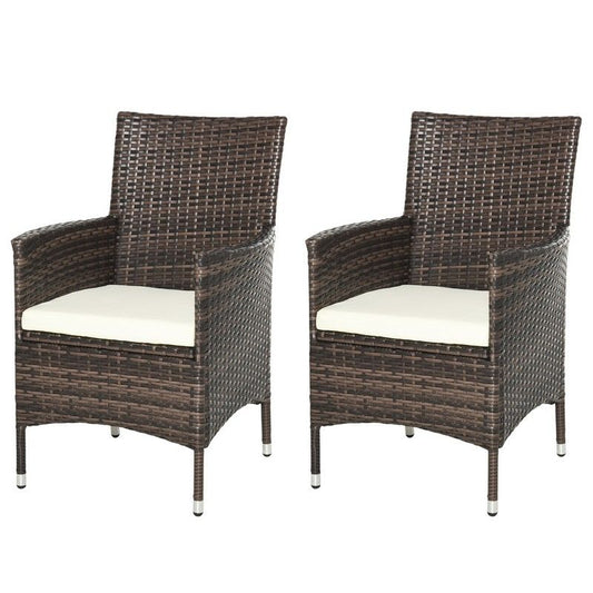 Outsunny 2-Seater Outdoor Rattan Armchair Dining Chair Garden Patio Furniture w/ Armrests Cushions Mixed Brown Primary Image