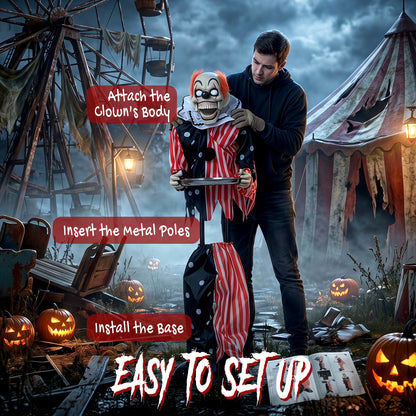 Animated Scary Clown Halloween Decoration - 91cm