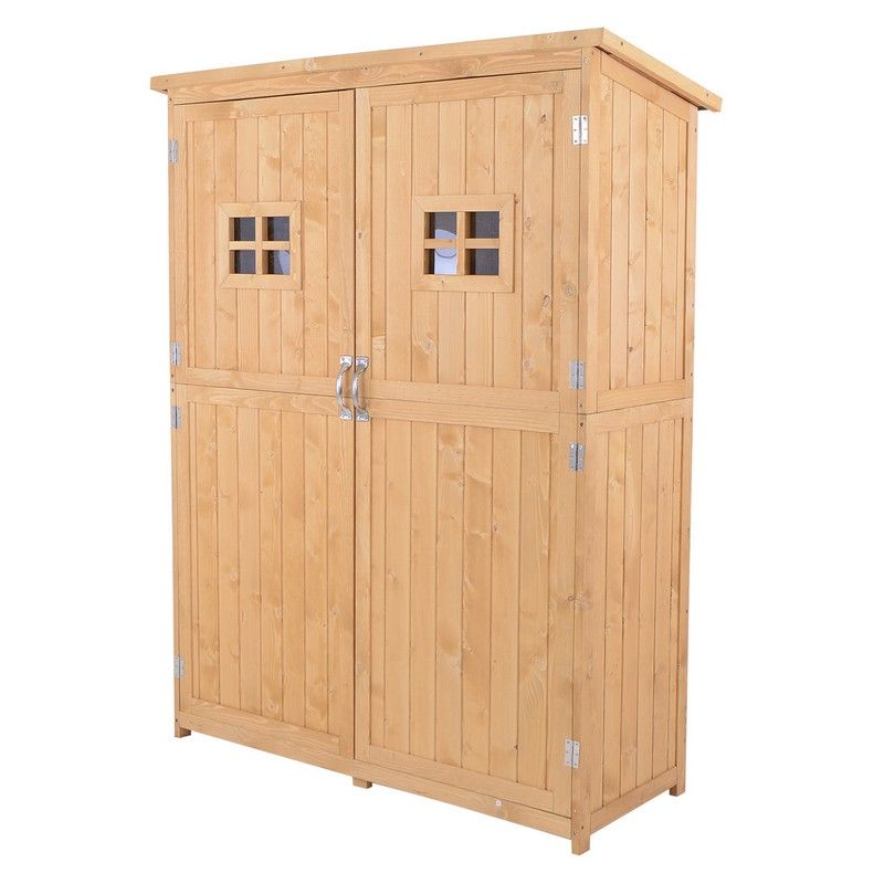 Barn 164cm Double Door Pent Garden Store Two Window Fir Wood