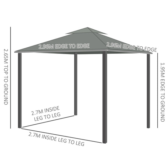 Outsunny 3 x 3(m) Garden Gazebo Marquee Tent Canopy Shelter Pavilion main image 0