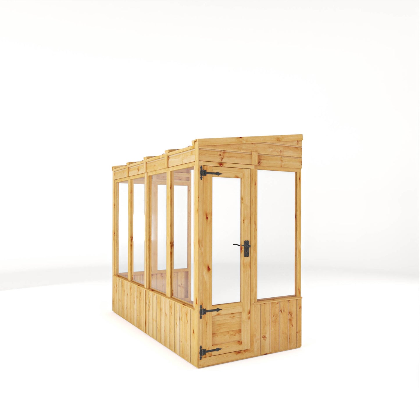 Mercia Woodsman 8' 2" x 3' 11" Pent Lean-to Greenhouse - Premium Dip Treated Shiplap- Glass Windows