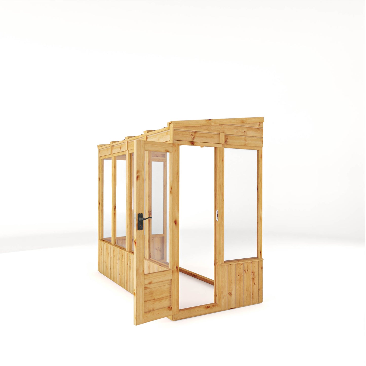 Mercia Woodsman 8' 2" x 3' 11" Pent Lean-to Greenhouse - Premium Dip Treated Shiplap- Glass Windows