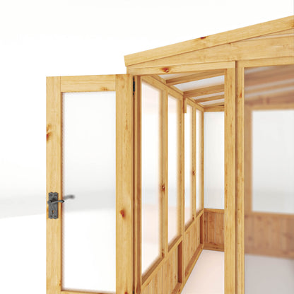 Mercia Woodsman 8' 2" x 3' 11" Pent Lean-to Greenhouse - Premium Dip Treated Shiplap- Polycarbonate Windows