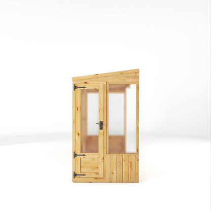 Mercia Woodsman 8' 2" x 3' 11" Pent Lean-to Greenhouse - Premium Dip Treated Shiplap- Polycarbonate Windows